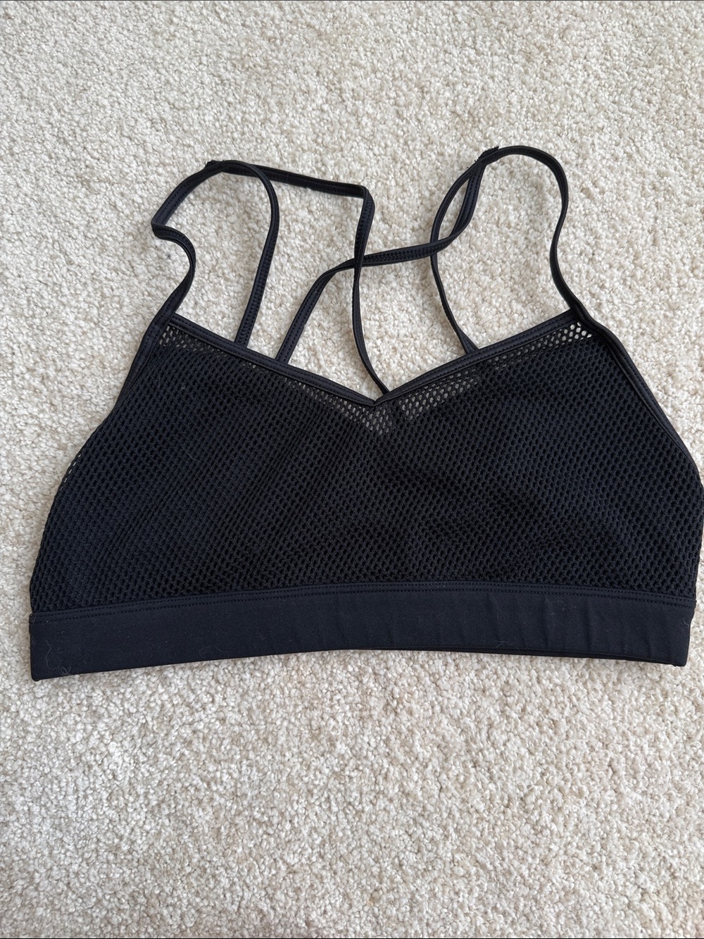 Alo Black Mesh Strappy sports bra